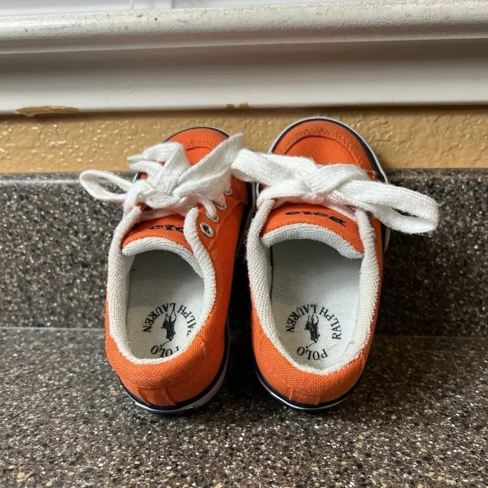 Polo by Ralph Lauren Kids Toddler Size 6 Orange Canvas Sneaker Lace Up Low Shoes